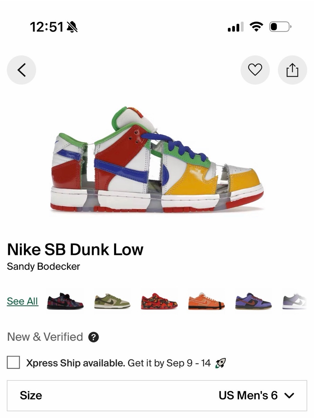 Nike SB Dunk Sandy Bodecker sz 6 Men/7.5 women